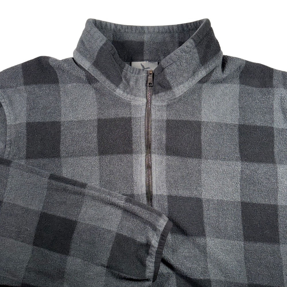 HAWKE &‎ CO Mens Plaid Fleece Quarter Zip Pullover Sweatshirt XL